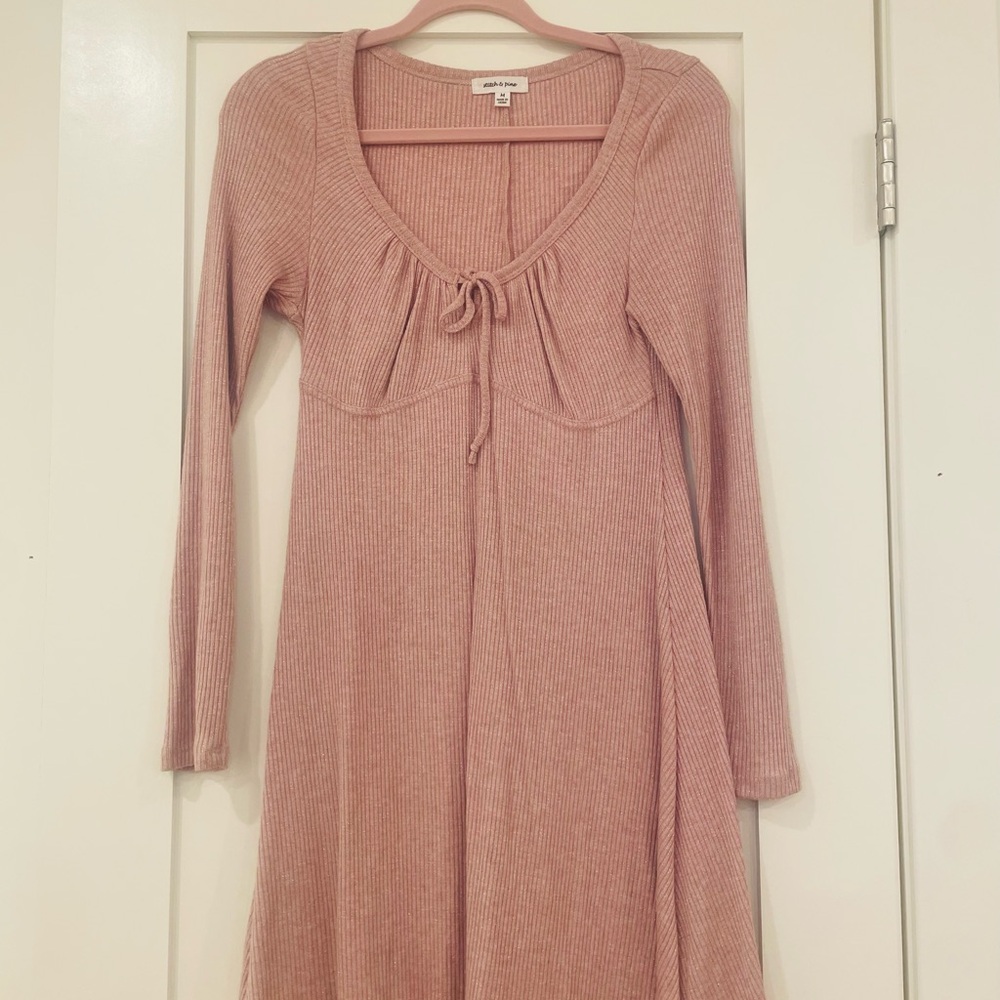 Women's Pink Sparkly Ribbed Dress